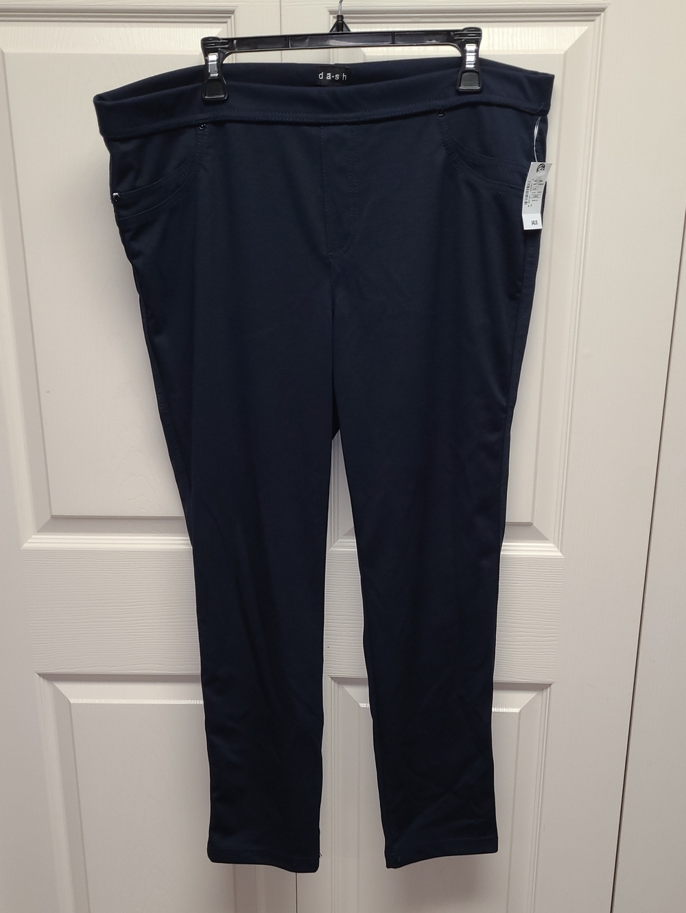 Dash Navy Plus Pull-On Stretch Ponte casual  Trousers Pants for Women 1X